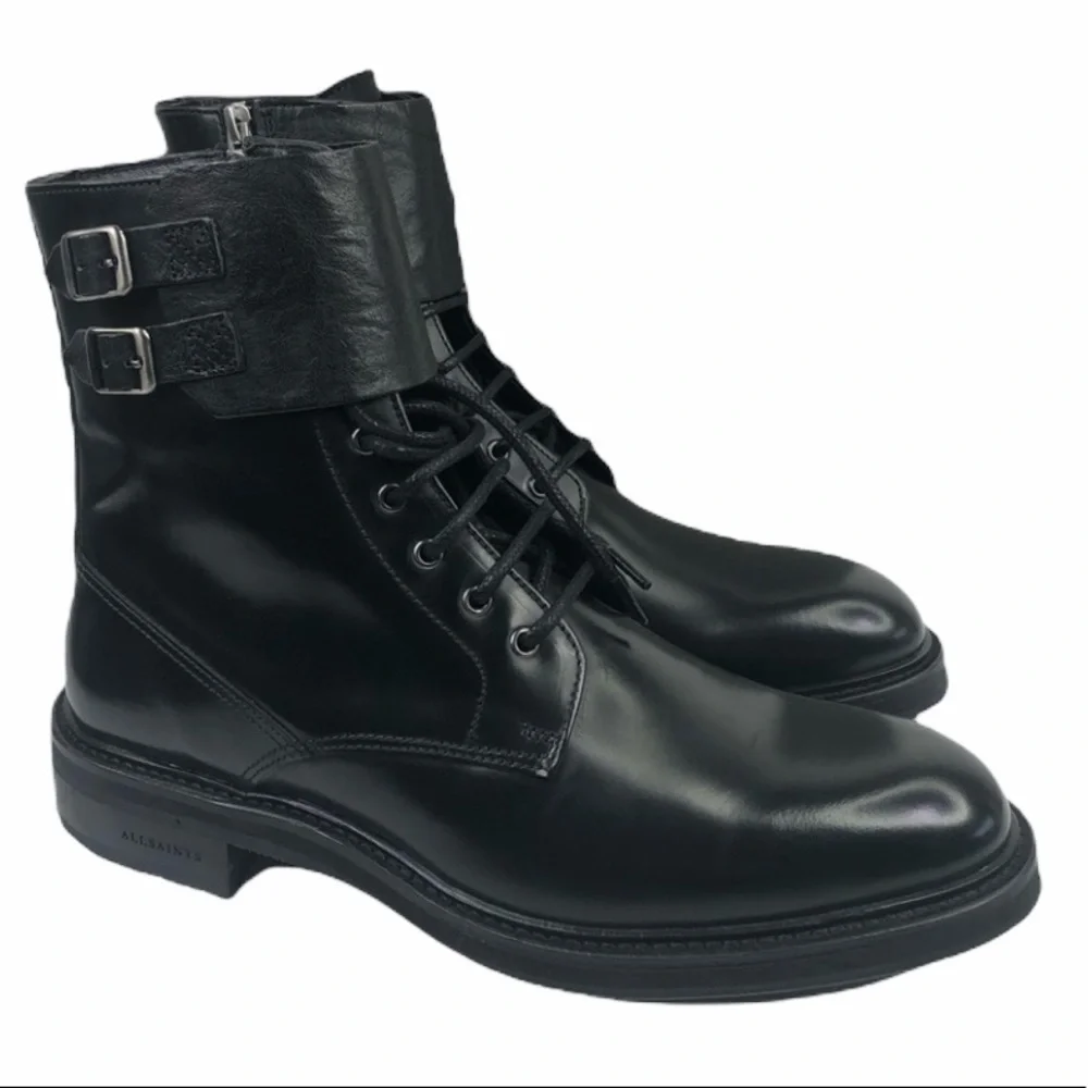ALL Saints Men’s Beckworth Black Leather Boots - Picture 2 of 9